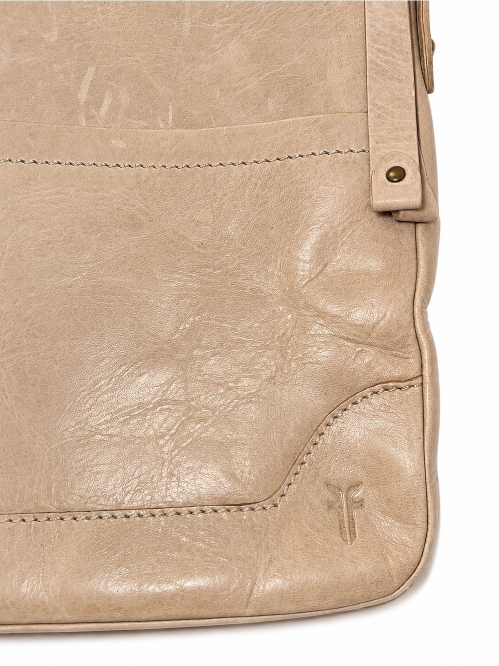 Frye Melissa Zip Crossbody Bag Beige Distressed Leather Adjustable Strap - Picture 4 of 5